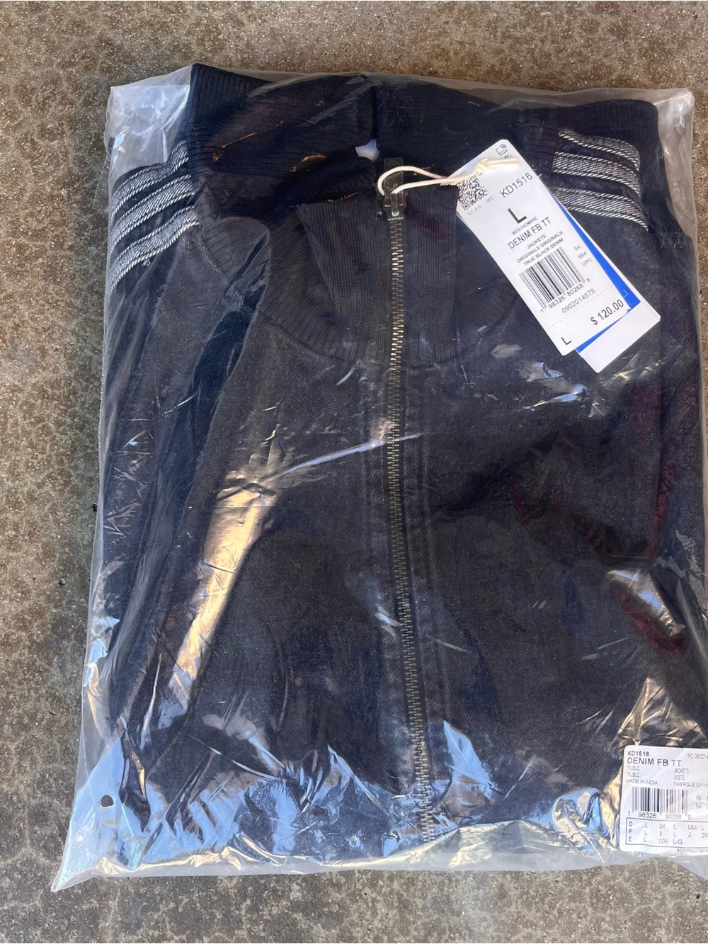 ADIDAS original black Adicolor Denim Firebird track-top